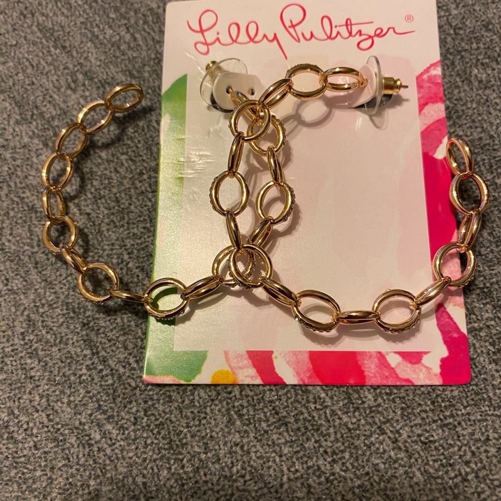Lilly Pulitzer Gold Island Link Hoop Earrings